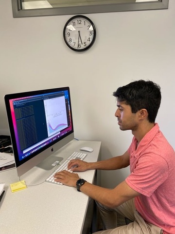 Soham Ali working on research in the lab