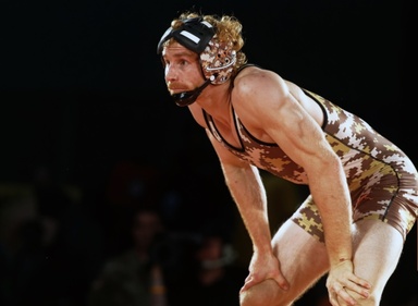 Troy Nation in his wrestling singlet during a match