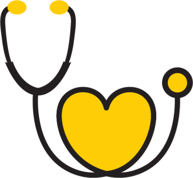 Stethoscope with chord shaped into yellow heart