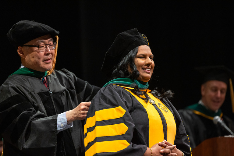 University of Iowa Carver College of Medicine MD and MME commencement at Hancher Auditorium on Friday, May 16, 2025.