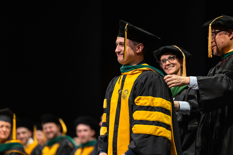 University of Iowa Carver College of Medicine MD and MME commencement at Hancher Auditorium on Friday, May 16, 2025.