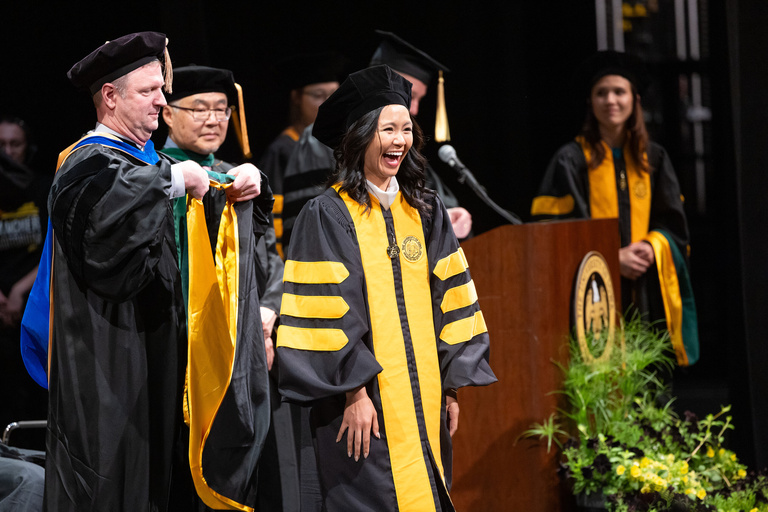 MD graduate graduates during the MD commencement ceremony.